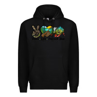 Black Peace Love Peacock Bass Premium Hoodie - LillyAllenDesigns