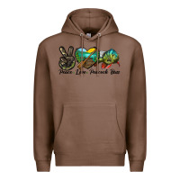 Chestnut Peace Love Peacock Bass Premium Hoodie - LillyAllenDesigns