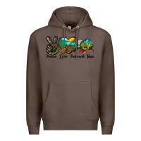 Coffee Peace Love Peacock Bass Premium Hoodie - LillyAllenDesigns