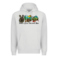 Dove Grey Peace Love Peacock Bass Premium Hoodie - LillyAllenDesigns