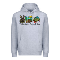 Heather Grey Peace Love Peacock Bass Premium Hoodie - LillyAllenDesigns