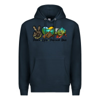 Navy Peace Love Peacock Bass Premium Hoodie - LillyAllenDesigns