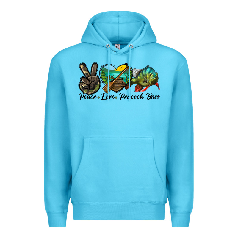 Peace Love Peacock Bass Premium Hoodie by LillyAllenDesigns | Teevron