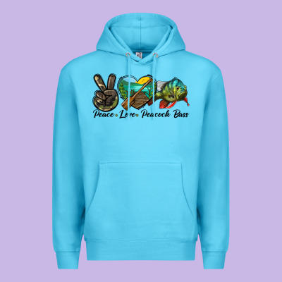 Peace Love Peacock Bass Premium Hoodie Designed By Lillyallendesigns