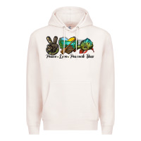 Pale Pink Peace Love Peacock Bass Premium Hoodie - LillyAllenDesigns