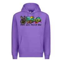 Purple Peace Love Peacock Bass Premium Hoodie - LillyAllenDesigns