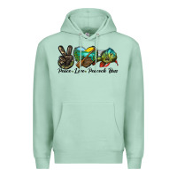 Seafoam Peace Love Peacock Bass Premium Hoodie - LillyAllenDesigns