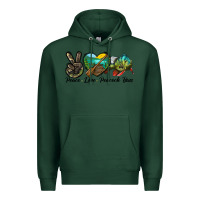 Sports Green Peace Love Peacock Bass Premium Hoodie - LillyAllenDesigns