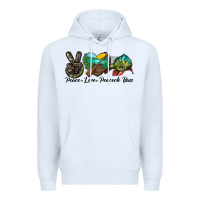 White Peace Love Peacock Bass Premium Hoodie - LillyAllenDesigns