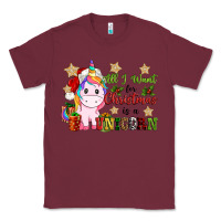 Burgundy all i want for christmas is a unicorn Classic Tee - CowGirlArtShop