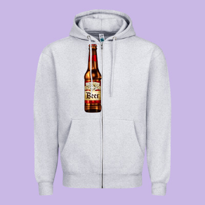 Red Beer Bottle Zipper Hoodie Designed By Adodesignshop