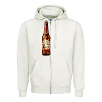 Oatmeal Heather red beer bottle Zipper Hoodie - AdoDesignShop