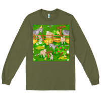 Army Green farm life seamless pattern Long Sleeve Tee - FaDigitalArtStudio
