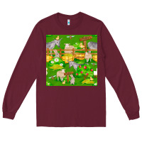 Burgundy farm life seamless pattern Long Sleeve Tee - FaDigitalArtStudio