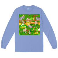 Colony Blue farm life seamless pattern Long Sleeve Tee - FaDigitalArtStudio