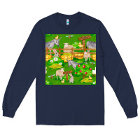 Navy farm life seamless pattern Long Sleeve Tee - FaDigitalArtStudio
