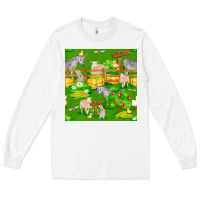 White farm life seamless pattern Long Sleeve Tee - FaDigitalArtStudio
