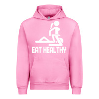 Fuchsia Pink eat healthy Urban Hoodie - DesigneFamous