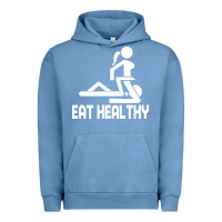 Pigment Pebble Blue eat healthy Urban Hoodie - DesigneFamous