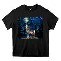 Black wolf howling at the moon Heavy Core Tee - TumblerDesignByShophia
