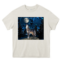 Cream wolf howling at the moon Heavy Core Tee - TumblerDesignByShophia