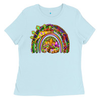 Baby Blue mardi gras rainbow Ladies Tee - OliviaCreatesArt