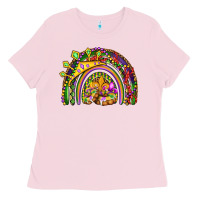 Bubblegum Pink mardi gras rainbow Ladies Tee - OliviaCreatesArt