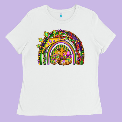 Mardi Gras Rainbow Ladies Tee Designed By Oliviacreatesart