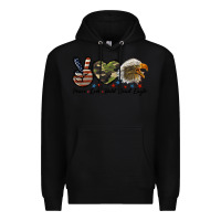 Black peace love bald head eagle Premium Hoodie - LillyAllenDesigns