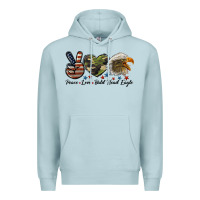 Blue Mist peace love bald head eagle Premium Hoodie - LillyAllenDesigns