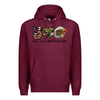 Burgundy peace love bald head eagle Premium Hoodie - LillyAllenDesigns