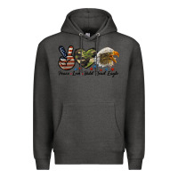 Charcoal Heather peace love bald head eagle Premium Hoodie - LillyAllenDesigns