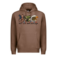Chestnut peace love bald head eagle Premium Hoodie - LillyAllenDesigns