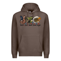 Coffee peace love bald head eagle Premium Hoodie - LillyAllenDesigns