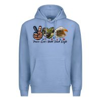 Colony Blue peace love bald head eagle Premium Hoodie - LillyAllenDesigns