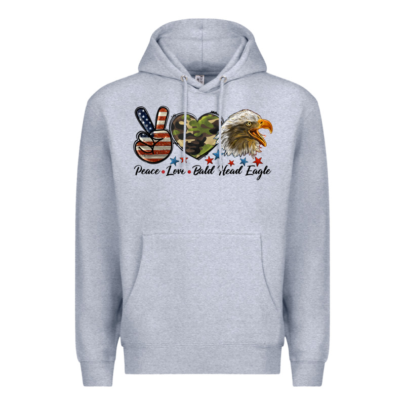 Peace Love Bald Head Eagle Premium Hoodie by LillyAllenDesigns | Teevron
