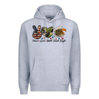 Heather Grey peace love bald head eagle Premium Hoodie - LillyAllenDesigns