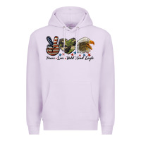 Lilac peace love bald head eagle Premium Hoodie - LillyAllenDesigns