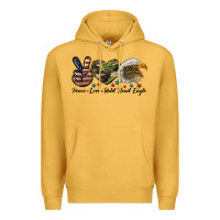 Mustard peace love bald head eagle Premium Hoodie - LillyAllenDesigns
