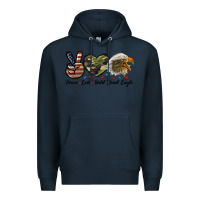 Navy peace love bald head eagle Premium Hoodie - LillyAllenDesigns