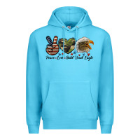 Ocean Blue peace love bald head eagle Premium Hoodie - LillyAllenDesigns