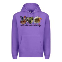 Purple peace love bald head eagle Premium Hoodie - LillyAllenDesigns