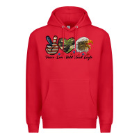 Red peace love bald head eagle Premium Hoodie - LillyAllenDesigns