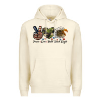 Sandshell peace love bald head eagle Premium Hoodie - LillyAllenDesigns