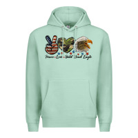 Seafoam peace love bald head eagle Premium Hoodie - LillyAllenDesigns