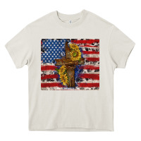 Cream jesus christ with american flag Heavy Core Tee - TumblerDesignByShophia