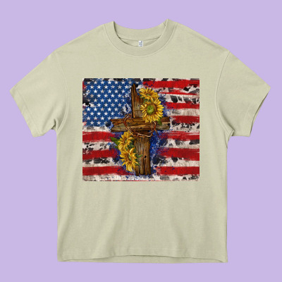 Jesus Christ With American Flag Heavy Core Tee Designed By Tumblerdesignbyshophia