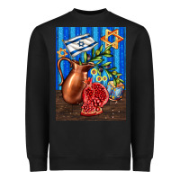 Black hanukkah table with oil pitcher Heavyweight Sweatshirt - AdoDesignShop
