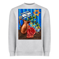 Heather Grey hanukkah table with oil pitcher Heavyweight Sweatshirt - AdoDesignShop