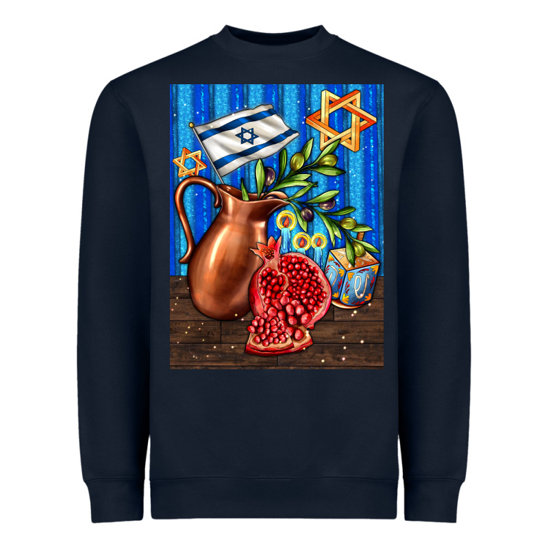 Hanukkah Table With Oil Pitcher Heavyweight Sweatshirt by AdoDesignShop | Teevron